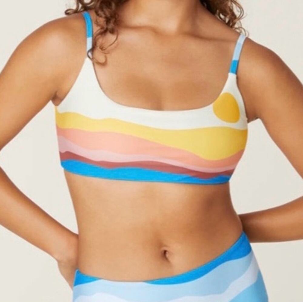NWT Faherty x Andie Swim Women The Maui Bikini Top Sun Wave XS Beach Pool Resort